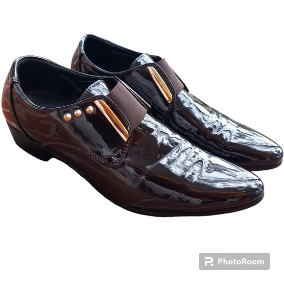 Popular Men's PU Leather Oxfords, Shiny Formal Shoes With Pointed Toe - Picture 6 of 9